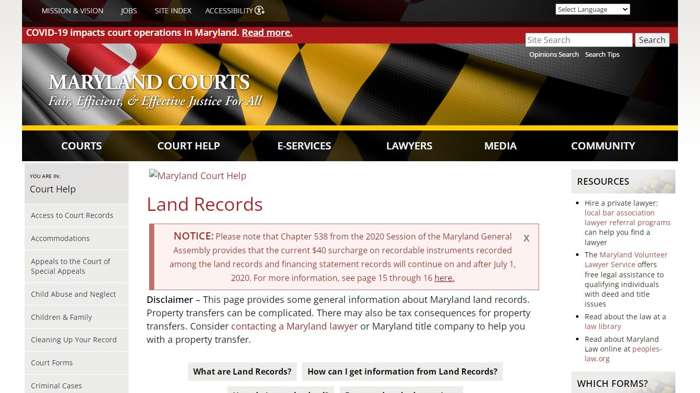 Land Records | Maryland Courts